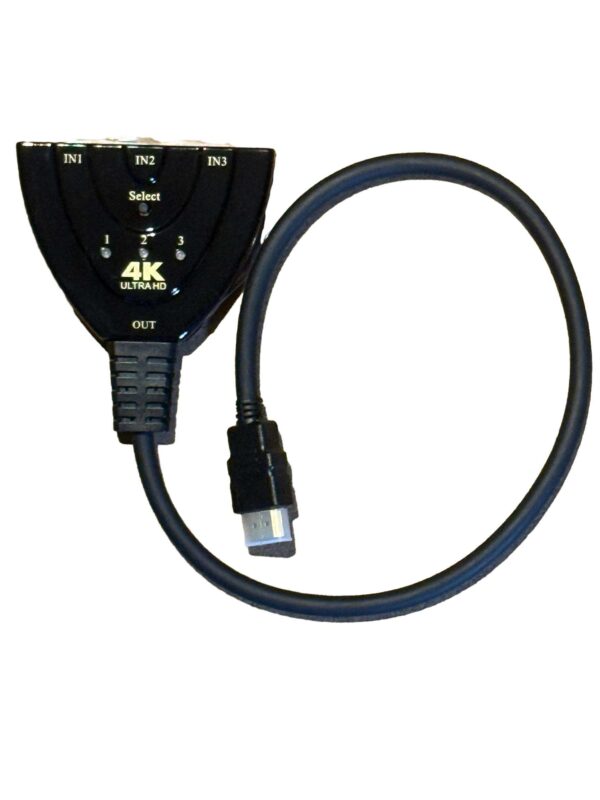 Commutateur HDMI 3 entrées 1 sortie , diviseur de moniteur  HD intégré, extension d'écran d'ordinateur, ligne de distribution de ports, console de jeu PS4, 4K